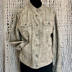 Mexx Light Brown Linen Blend Utility Jacket – Size 12